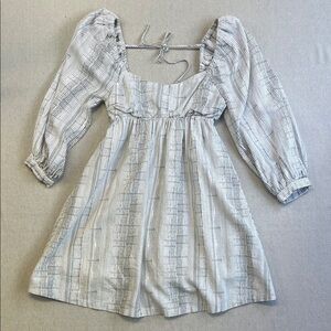 Striped Puff-Sleeve Mini Dress - White/Black